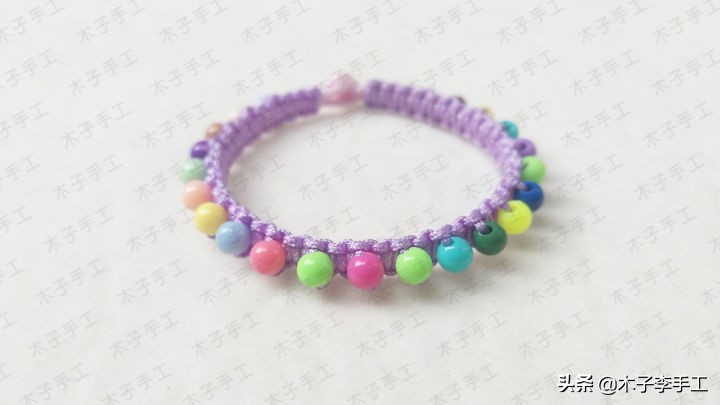 双向平结手链收尾串珠,花样平结串珠手链编织