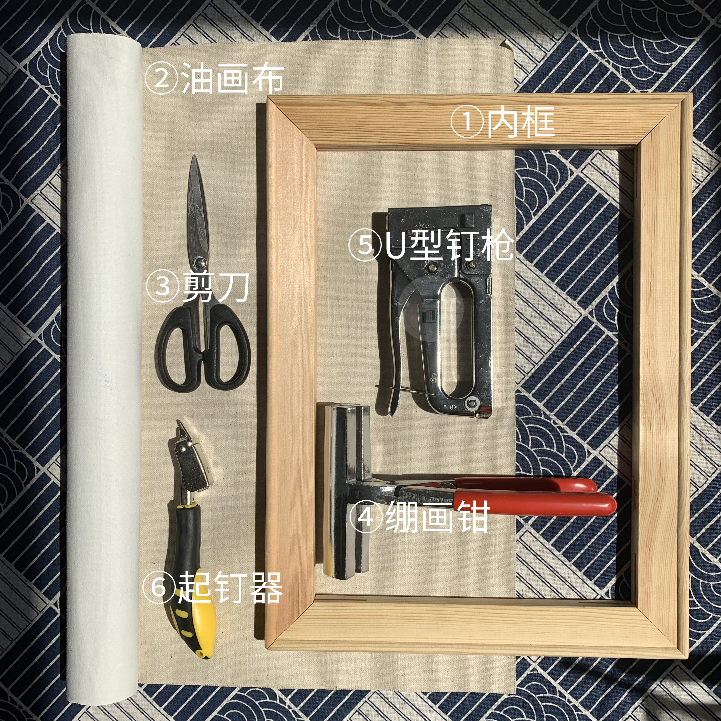 油画绷布过程,油画绷布折角技巧