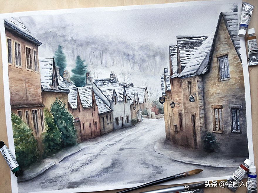 如何用画笔画出好看的图画,一幅优秀的水彩画创作过程欣赏