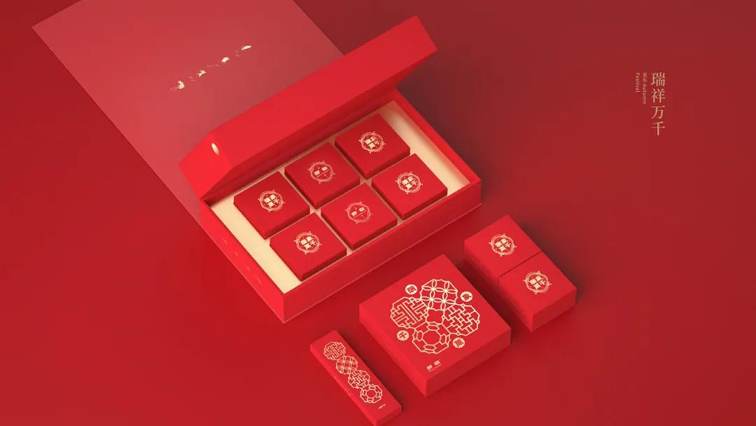 国潮风格的礼盒包装设计,融合中国传统文化的设计