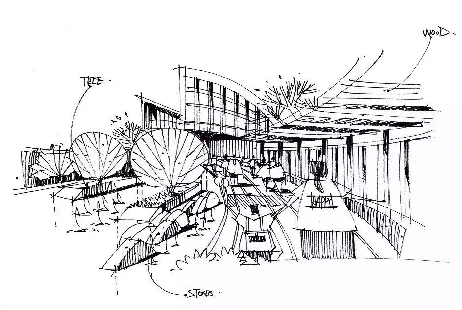 手绘效果图设计详解,干货五幅景观手绘效果图步骤图解