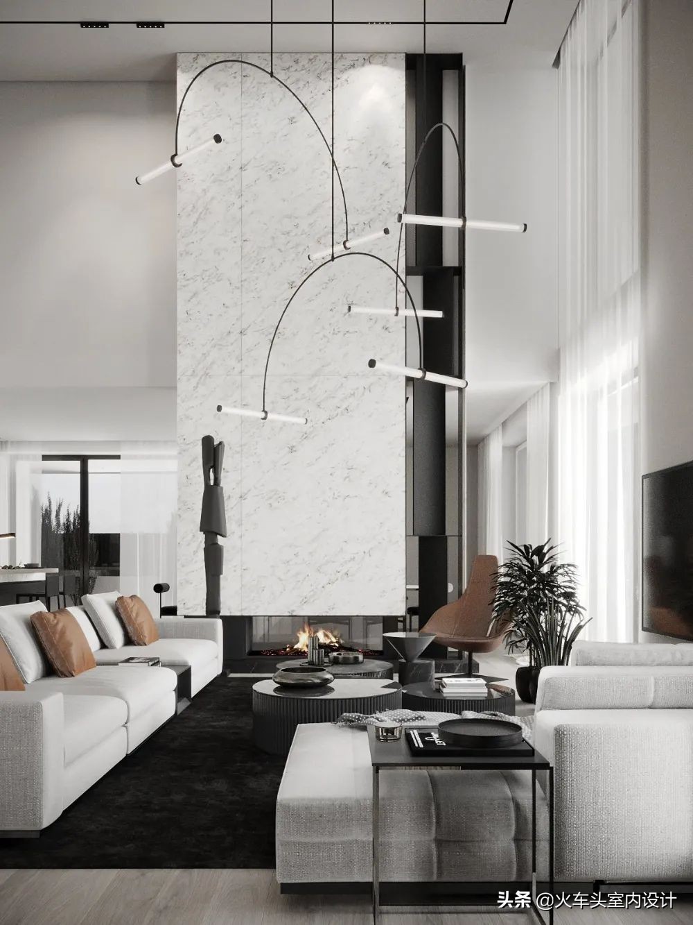 80款挑空客厅设计,大宅就该有这气势