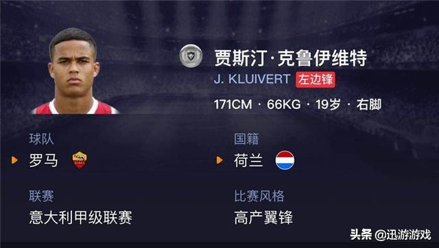 《实况足球》潜力巨星贾斯汀克鲁伊维特，罗马阵中非卖品！