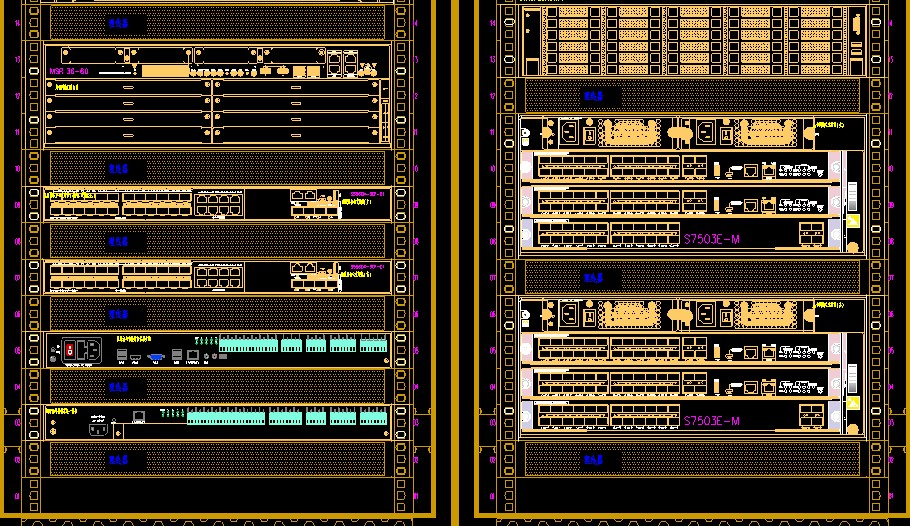cad弱电机柜图标大全,弱电机柜CAD布置