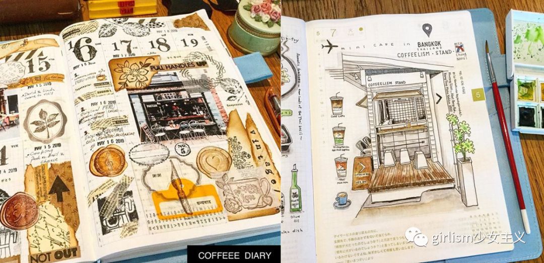 少女色系手帐素材,少女风格简单手帐教程用贴纸