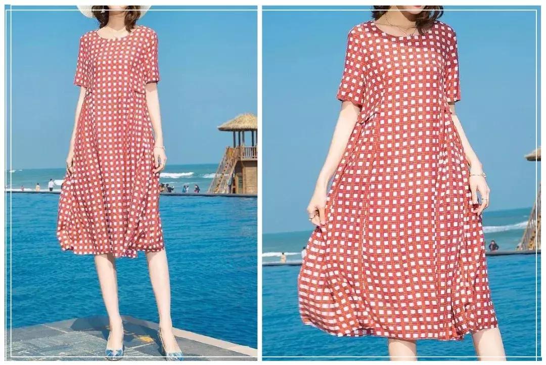 胖美女遮肉高档连衣裙,新款时尚韩版遮肉显瘦连衣裙