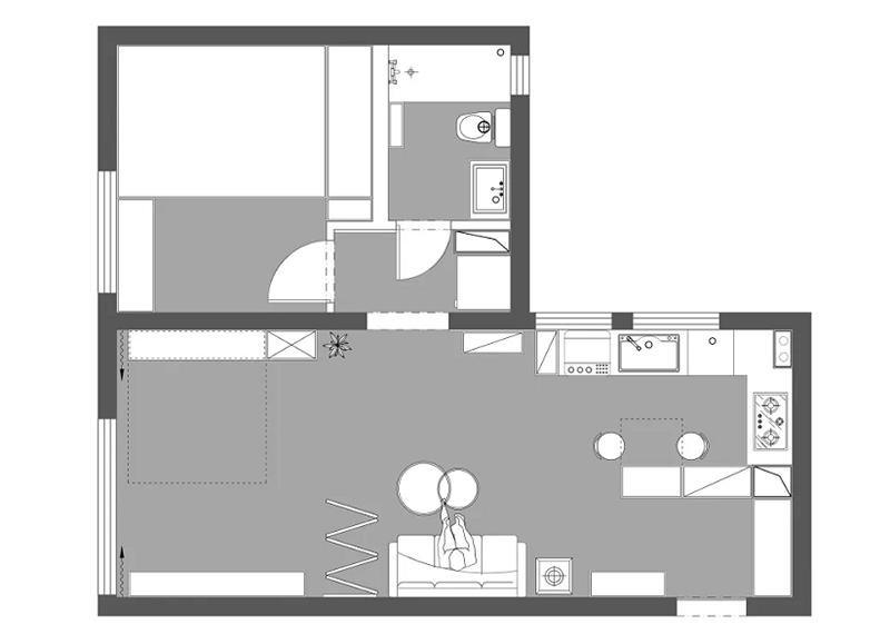 折叠式餐桌效果图小户型,小户型开放式厨房折叠隐藏餐桌