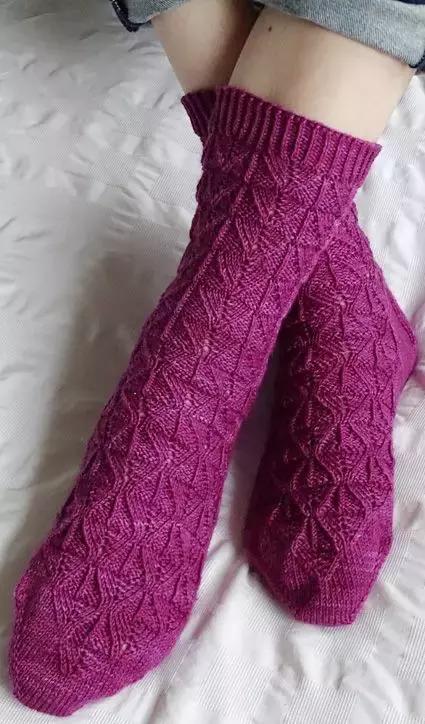好看毛线袜棒针编织,简单厚实的毛线袜花样