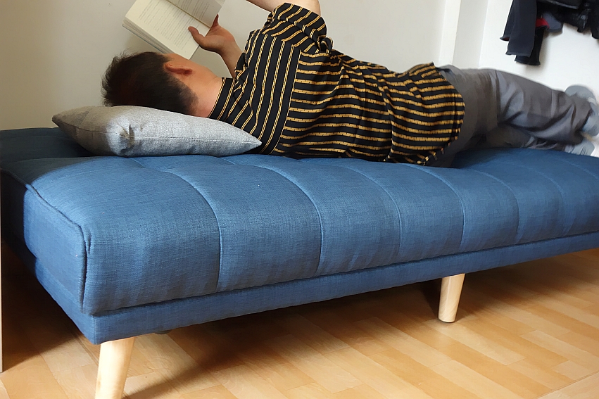 小户型布艺棉麻沙发床,新中式实木布艺沙发床