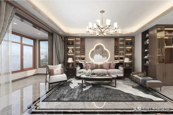 大平层新中式风格装修效果图珠海,品质装修新中式大平层设计