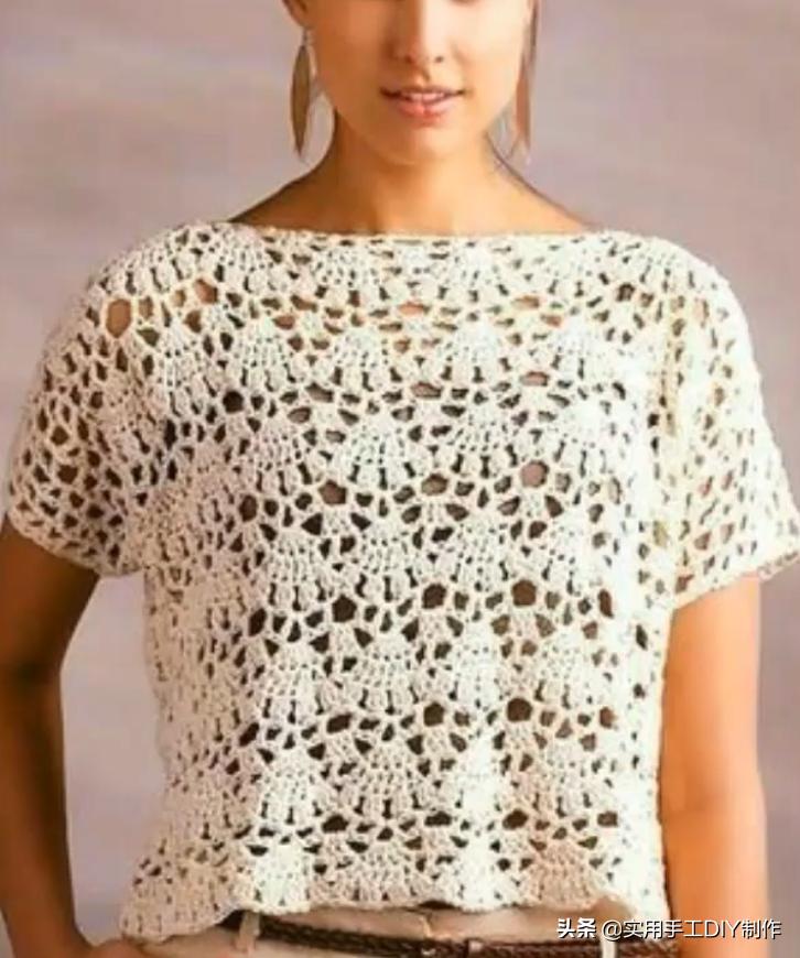 钩针蕾丝背心,针织背心手织花形图案