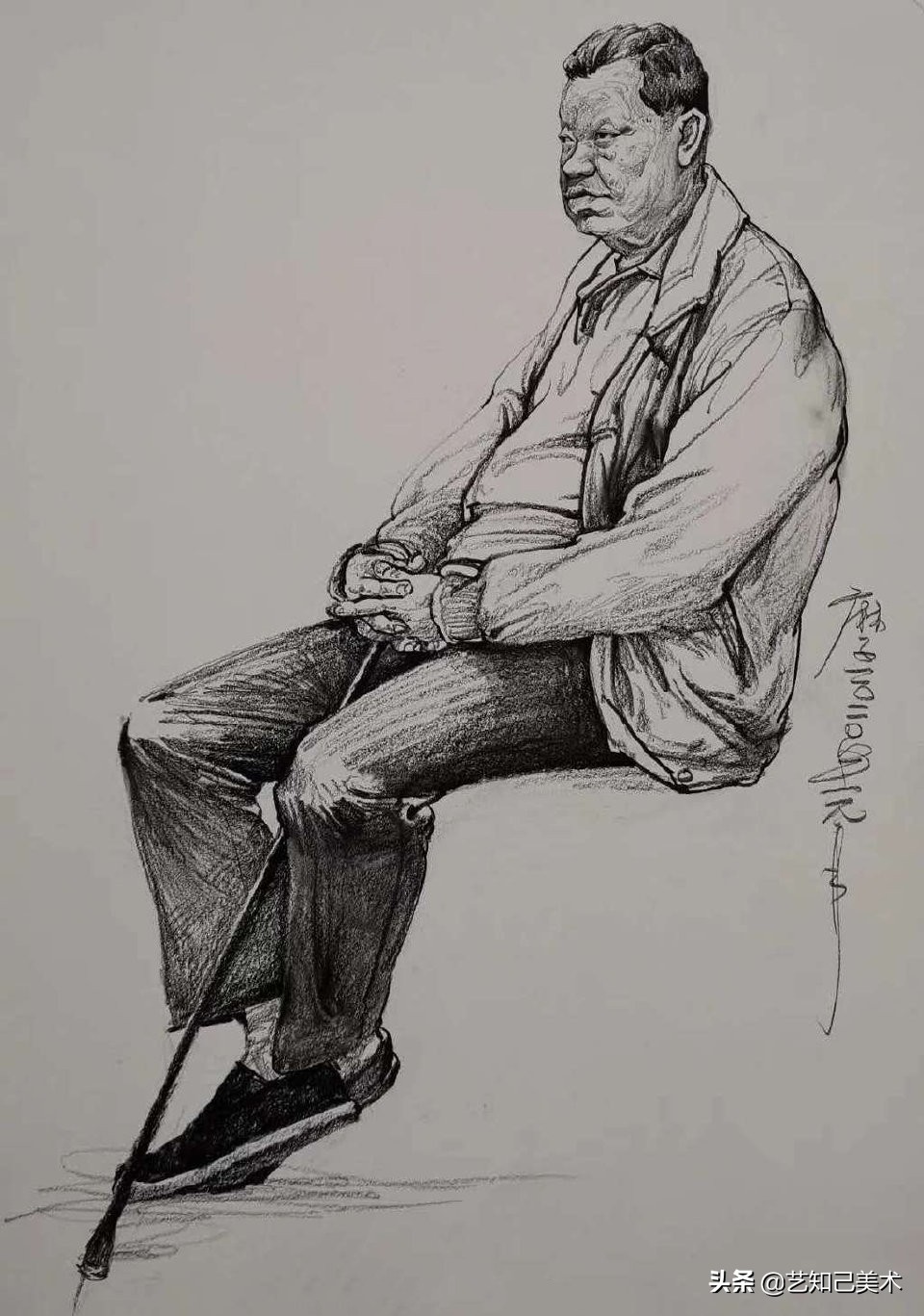 速写人物写生照片坐姿,速写人物老人坐姿范画