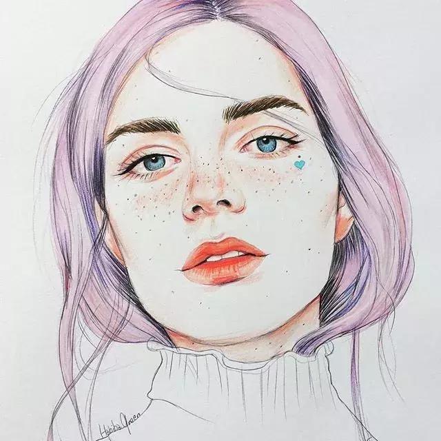 淡淡的彩铅插画，好迷人、性感