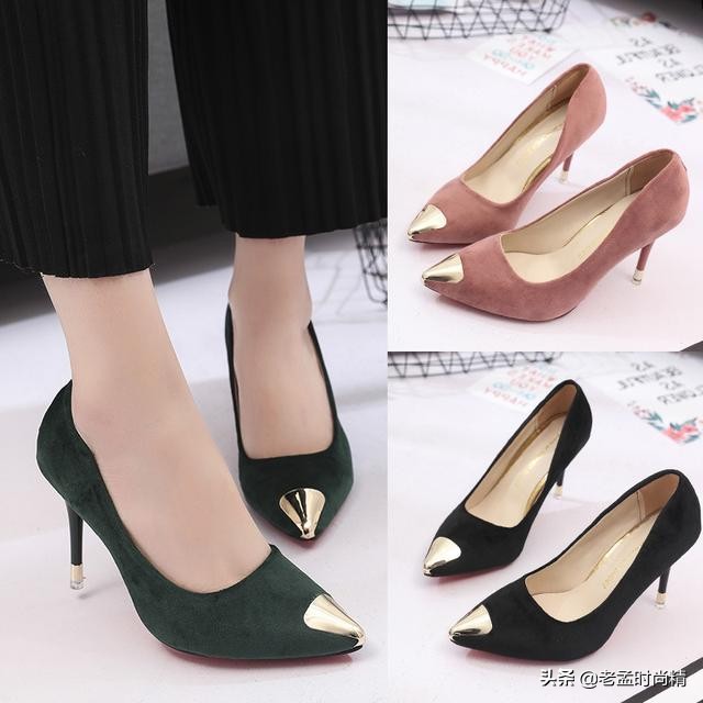 气质高级感粗跟尖头鞋,女生优雅风穿搭尖头细跟鞋