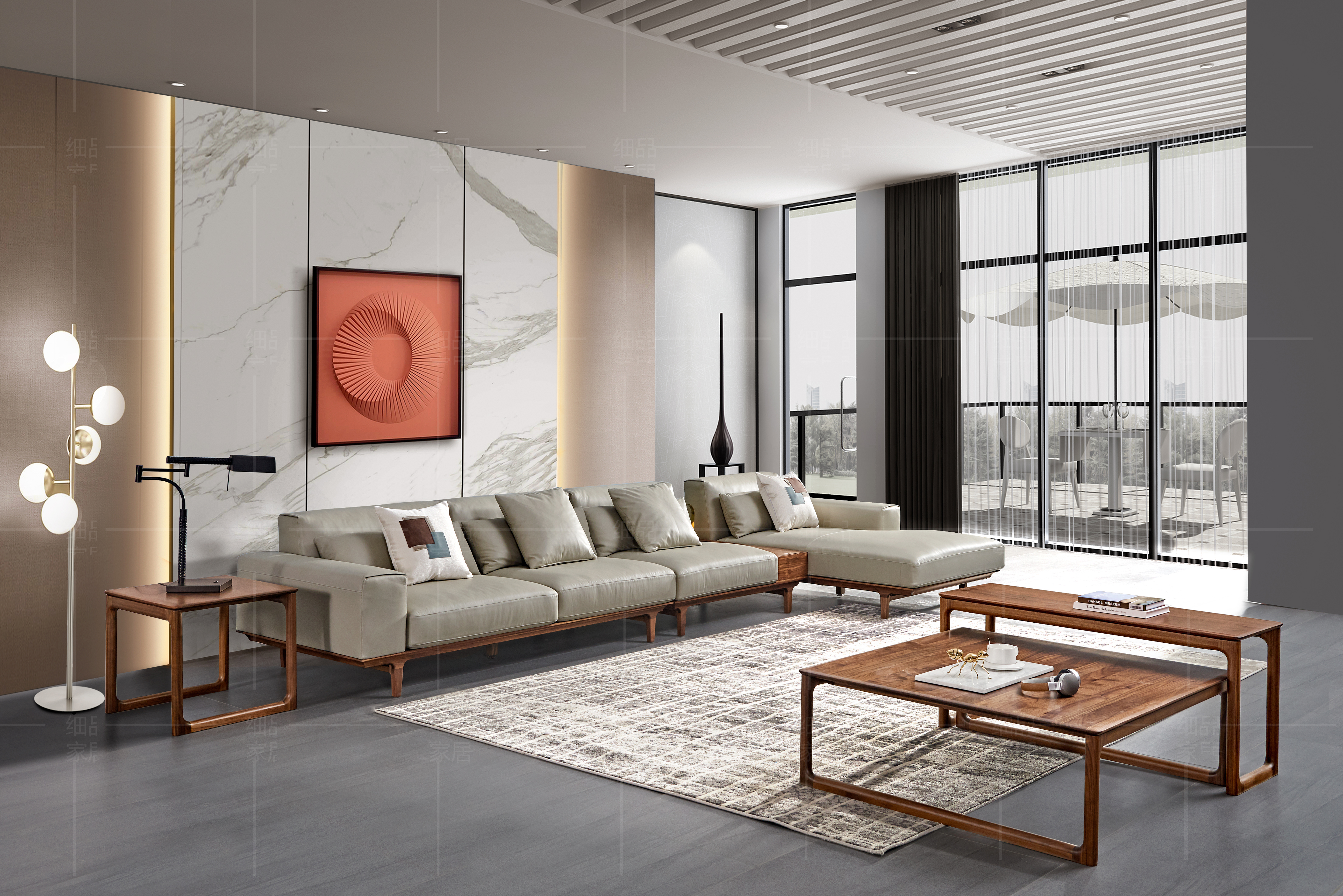 现代风格胡桃楸木家具,胡桃木现代新中式家具图片