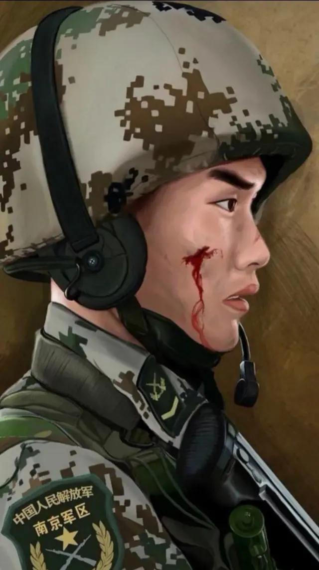 致边防军人的插画,军人和国旗插画