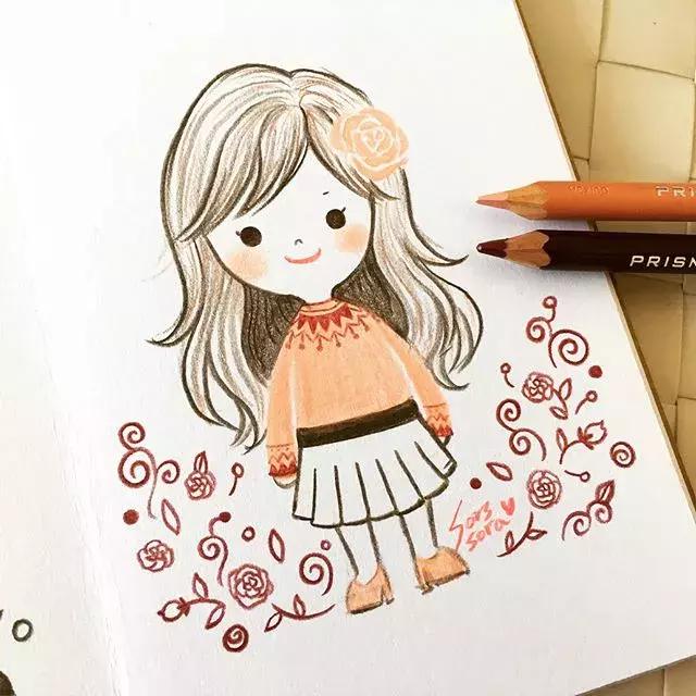 哈士奇的简笔画图片用彩铅画的,儿童彩铅简笔画6-12岁美观小人