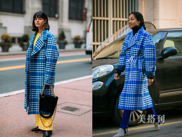 时尚咖色大衣的穿衣搭配,秋冬咖色格子大衣穿搭