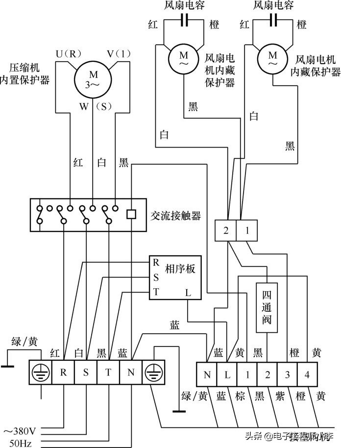通风空调施工图的识图步骤,定频空调的电路原理图视频讲解