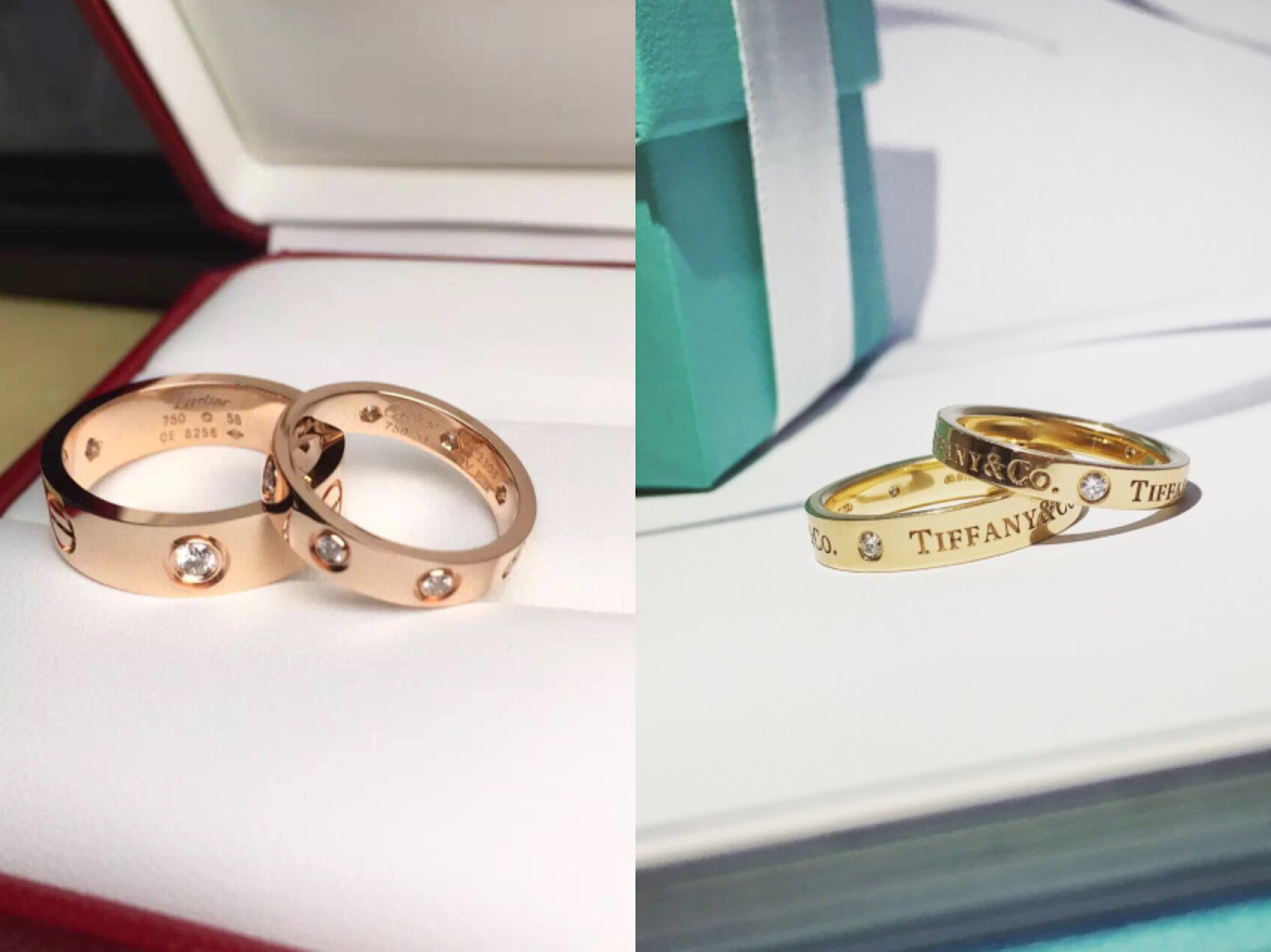 对戒卡地亚和蒂芙尼哪个好,蒂芙尼对戒和卡地亚c系列对比