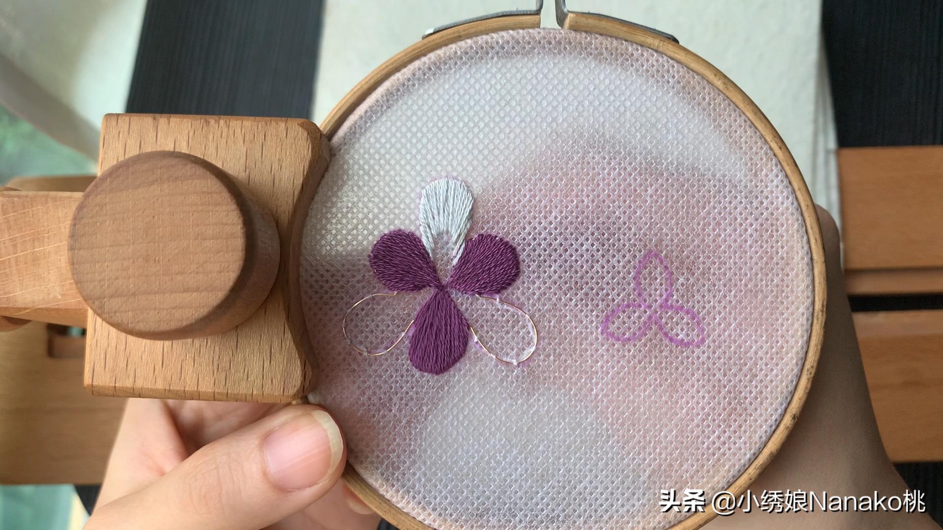 刺绣兰花发饰制作,手工刺绣发饰