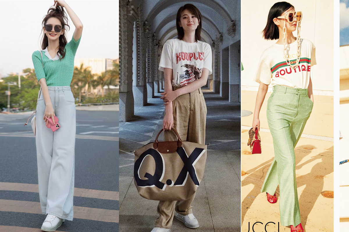 白裤子阔腿裤搭什么上衣好看夏季,穿阔腿裤穿什么牛仔裤好看
