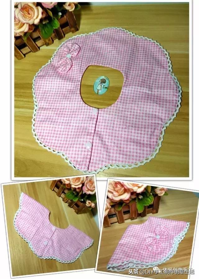 手工diy儿童厨房围兜,手工制作口水兜圆形