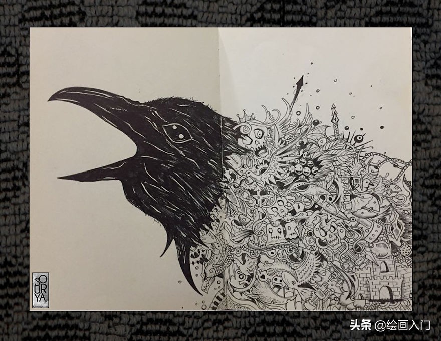 黑白创意手绘插画花素材,黑白创意艺术插画图片