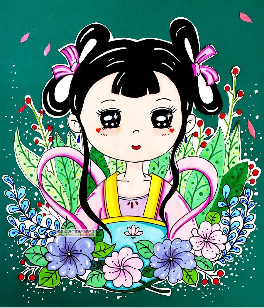 漫画人物怎么画可爱呆萌的少女,6-12岁手绘漫画人物用马克笔画