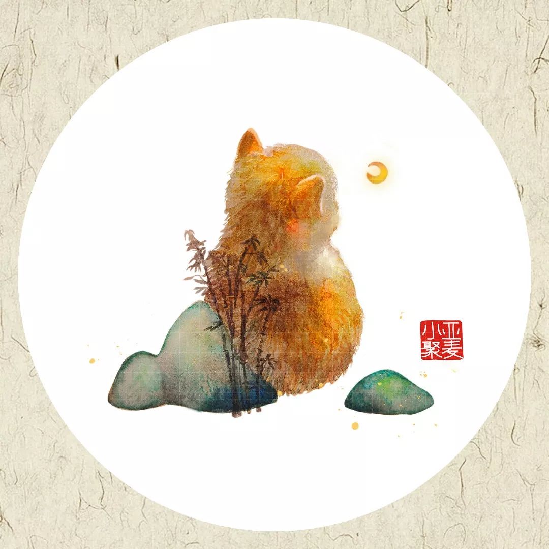插画师笔下不同姿态的猫,一组与猫咪有关的古风插画作品