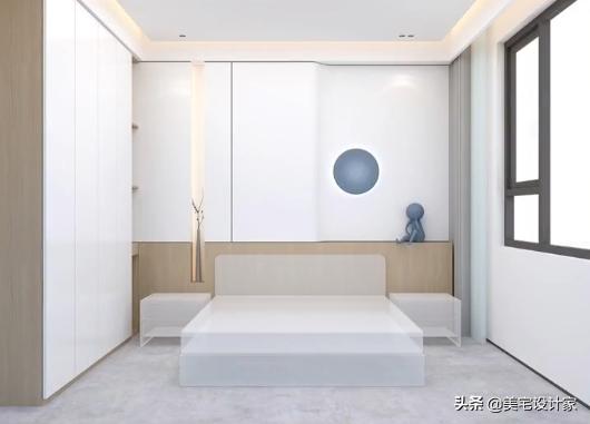 卧室床头单边柱子背景墙效果图,床头旁边有凸起柱子设计