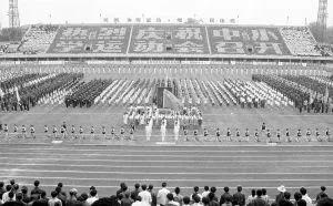 天津民园体育场拍摄地点,站在观众席上