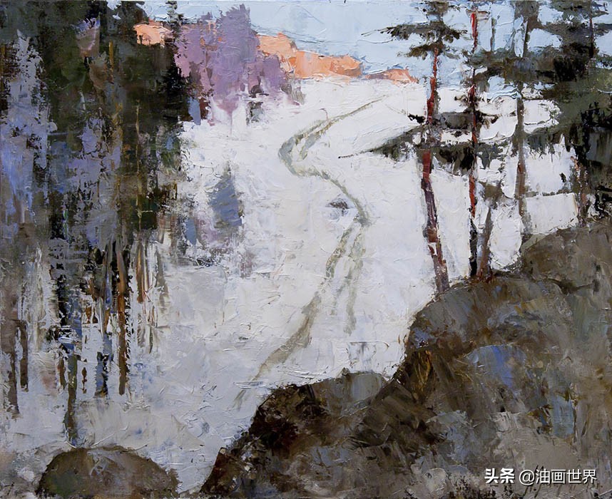 波澜壮阔雄壮唯美的风景油画,笔触风景画