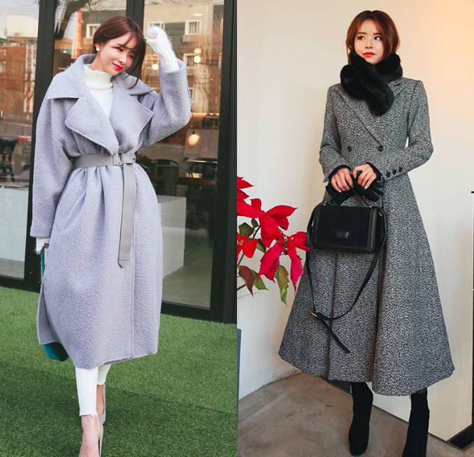 韩国深灰色大衣下面怎么搭,黑色韩国羊绒大衣搭配
