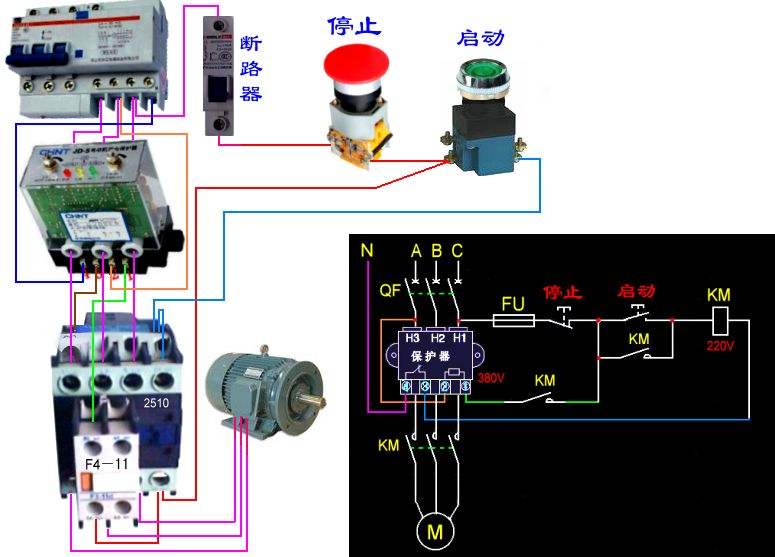 电工零基础学习电机控制,电工电机控制线路接线大全