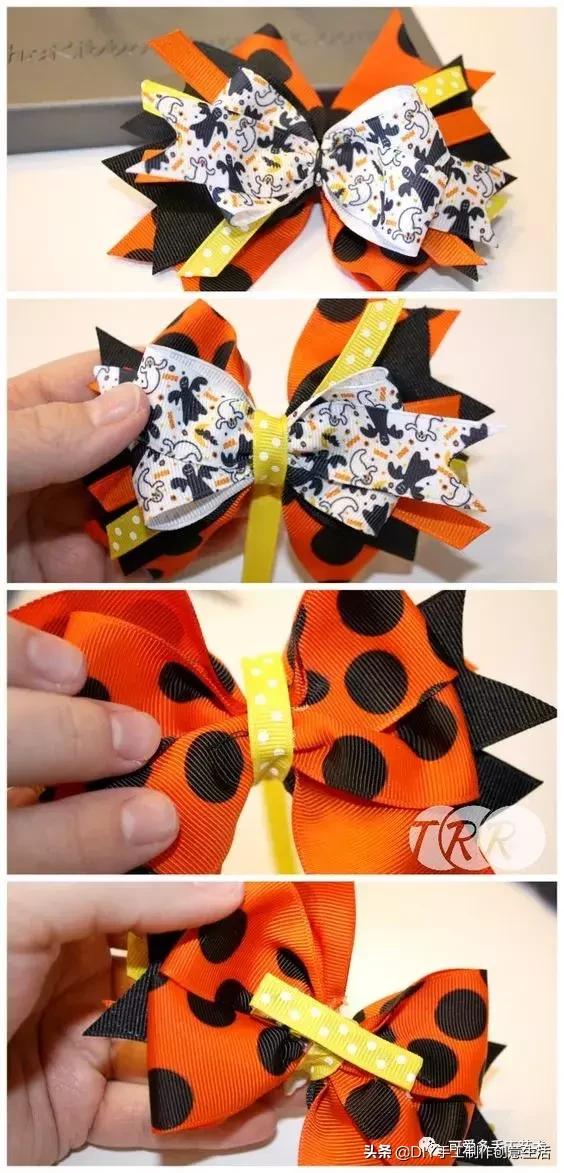 缎带头饰儿童,缎带蝴蝶结发饰发夹制作教程