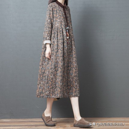 棉麻韩版宽松连衣裙120斤到220斤,180斤棉麻显瘦连衣裙时尚简洁大方