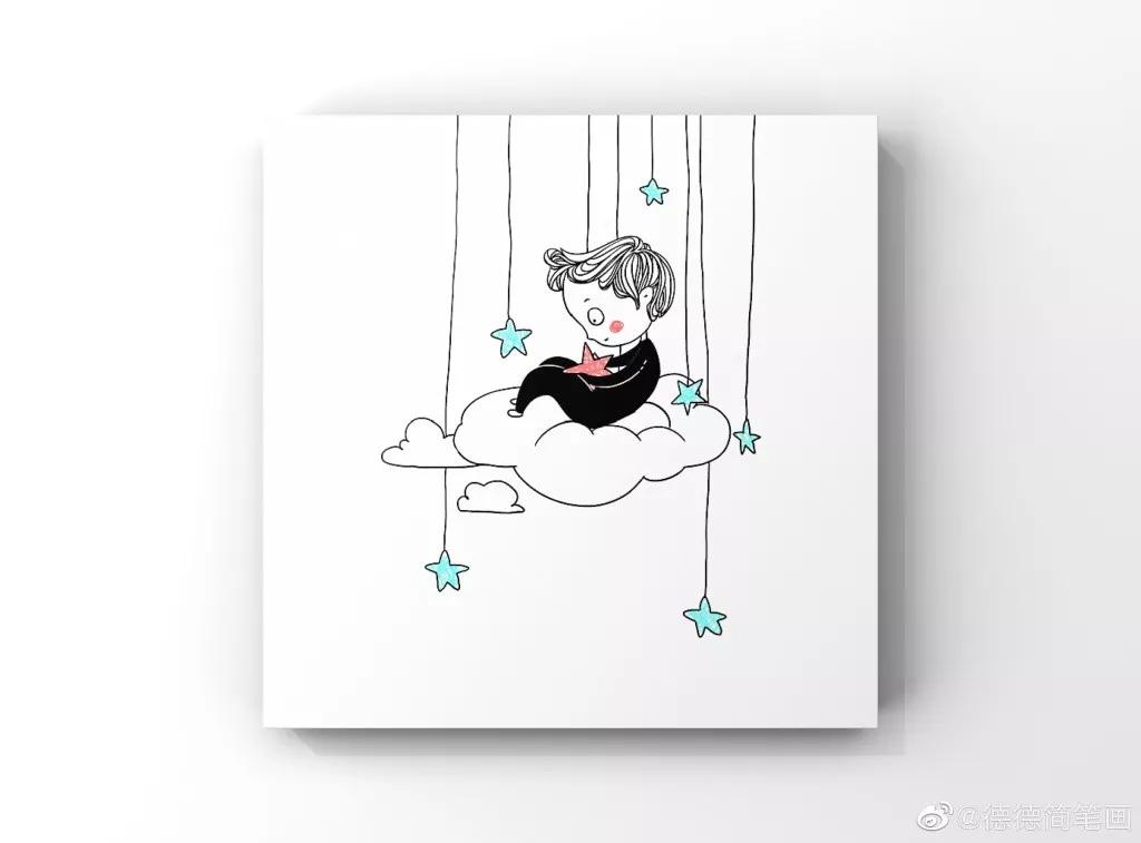 简单清新花卉的简笔画图片大全,唐老鸭简笔画可爱清新小女孩