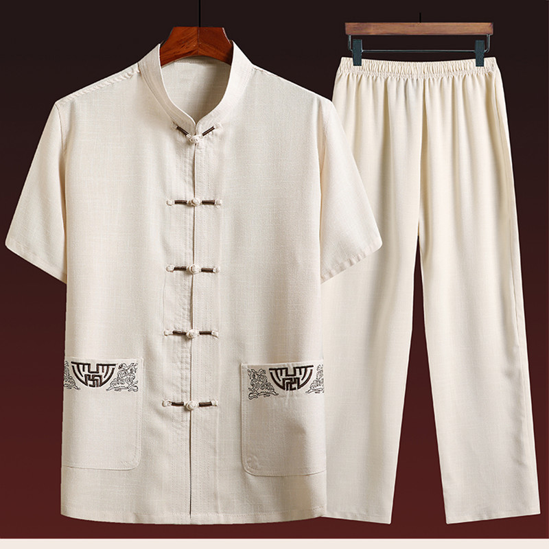 夏季亲子中国风唐装搭配,中式秋冬爸爸唐装