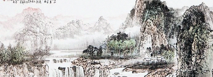 杨昌林山水画,现代水墨林溪山水画