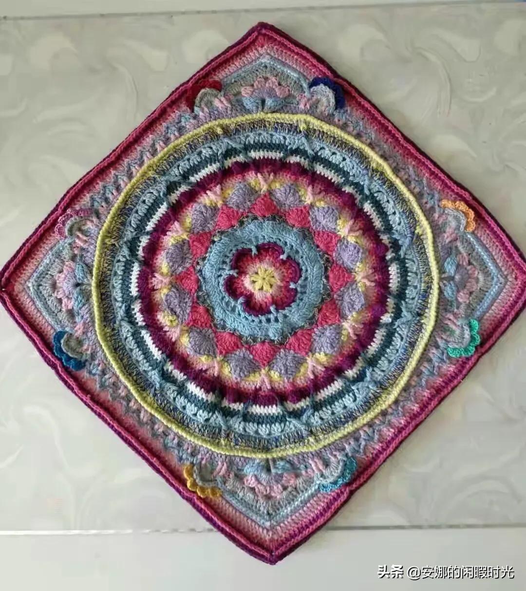 曼陀罗毯子编织教程,苏菲花园曼陀罗毯子钩法高清图解