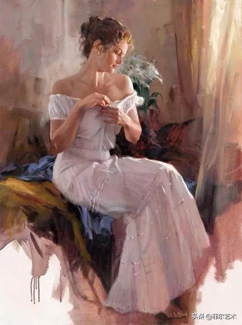 现代艺术油画中的美人,阳光美少女图片绘画