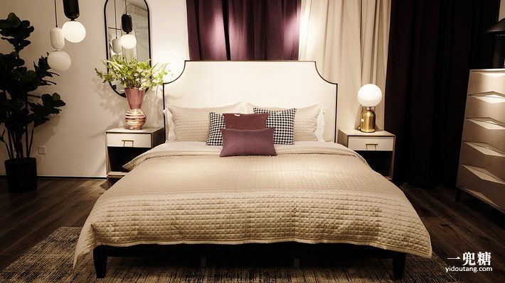 美式轻奢实木床主卧1.8米双人大床,美式实木床现代简约白色1.8米大床