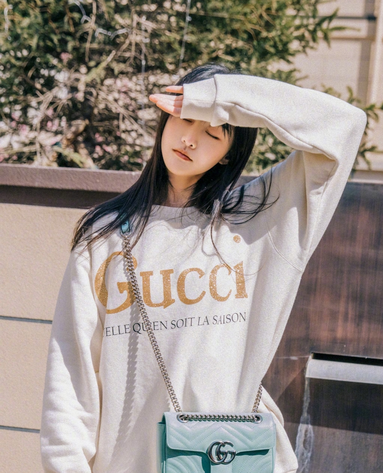 gucci水桶包2017倪妮,倪妮gucci水桶包