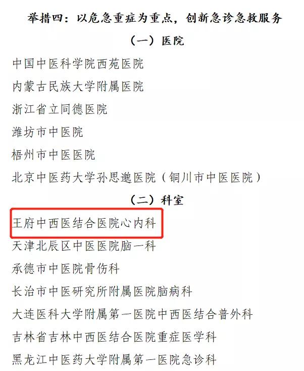 王府医院心内科与成少永荣获全国中医药系统改善医疗服务先进典型
