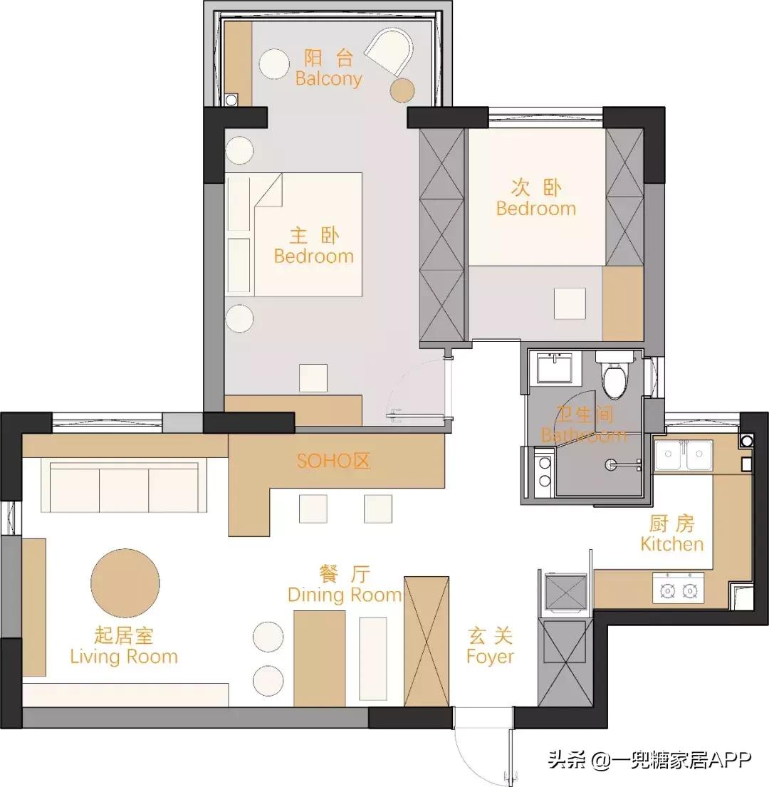 武汉77平米小户型装修,武汉77平两房现代简约