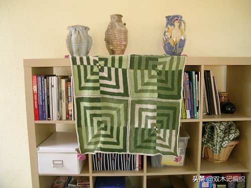 棒针编织漂亮的方块毯子,编织毯子棒针花样左右交叉