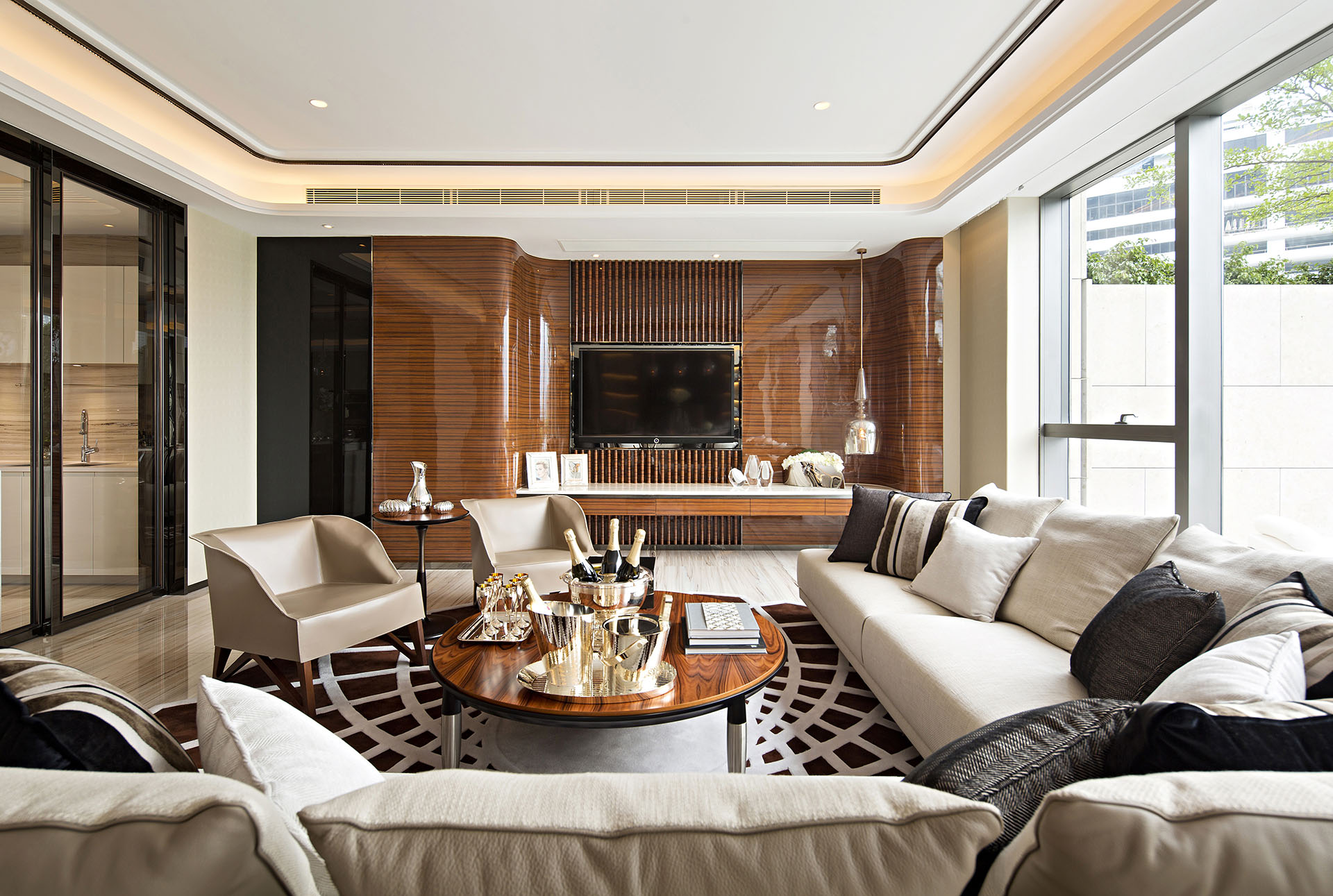 房子装修漂亮便捷的背景墙来啦,背景墙较短新中式效果图大全