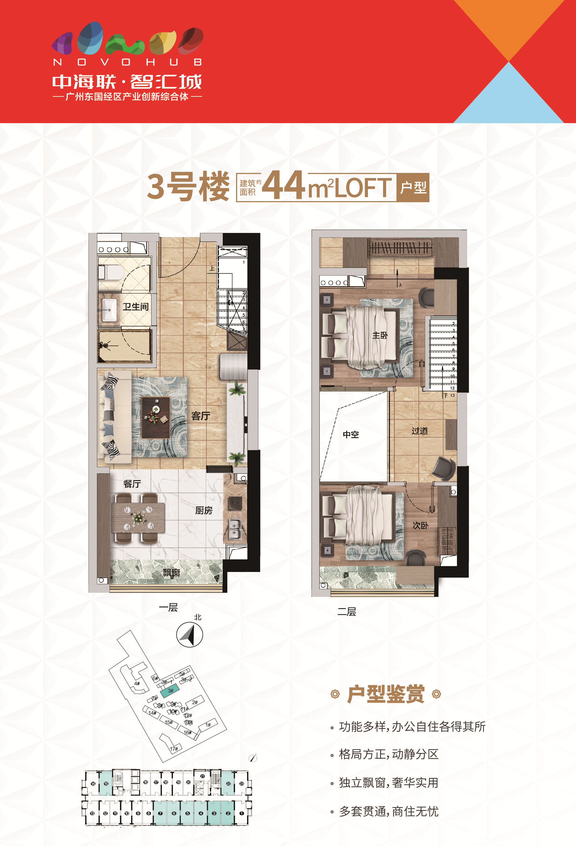 新塘唯一明火有阳台公寓，中海联智汇城复式26-49方12900元/方起