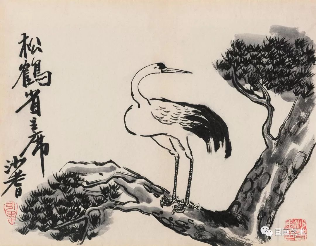 松鹤延年比较有名的图画,写意松鹤图看一下